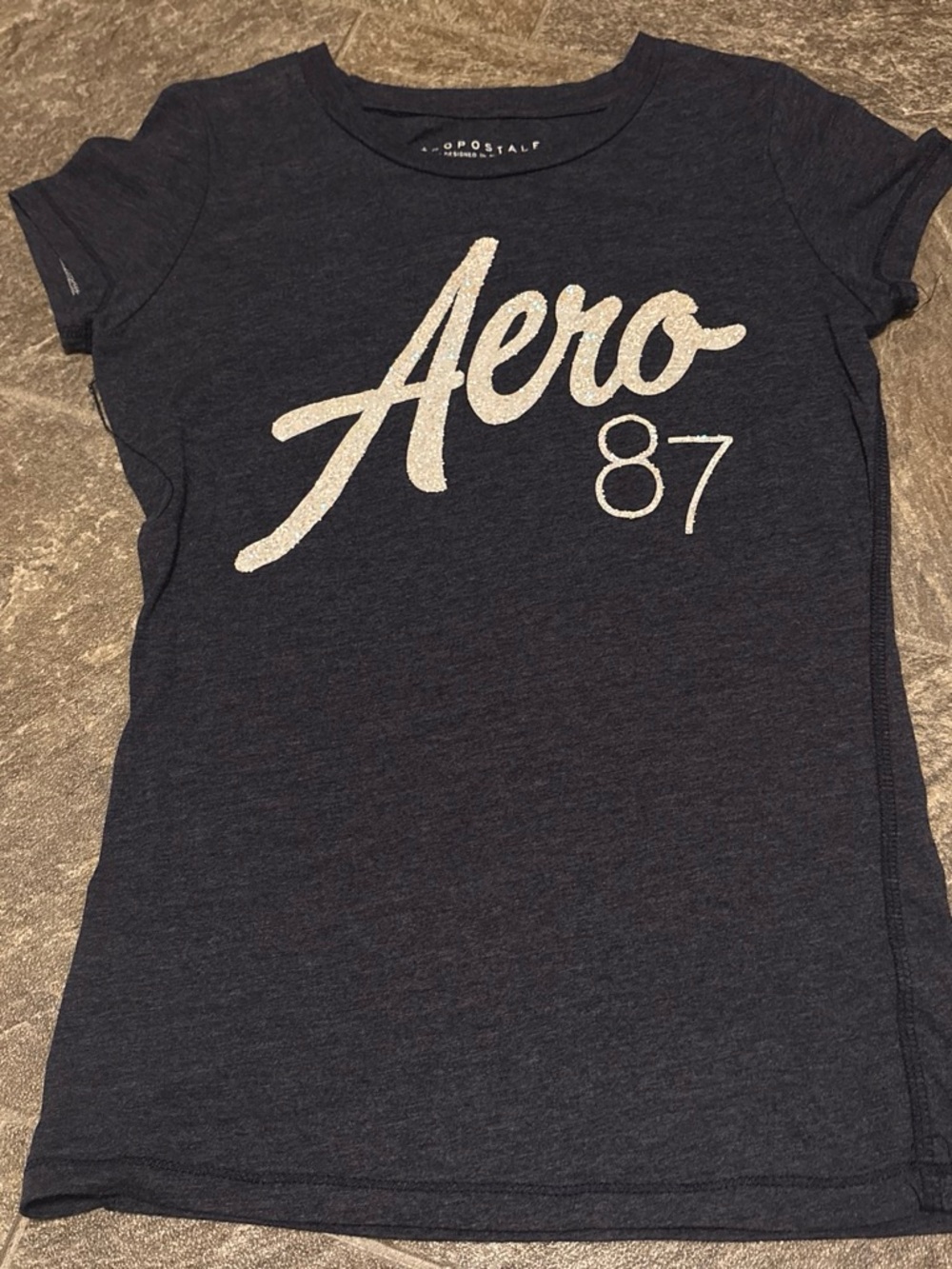 Aeropostale Navy Tee with Sparkle Aero 87 Logo